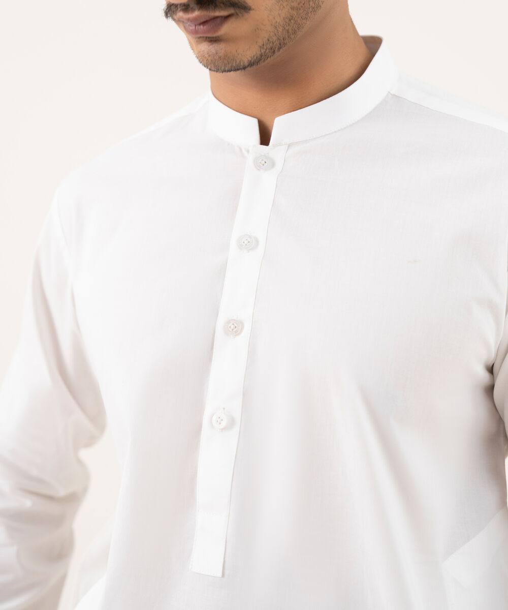 Men's 100% Cotton Plain Off-White Kurta Shalwar