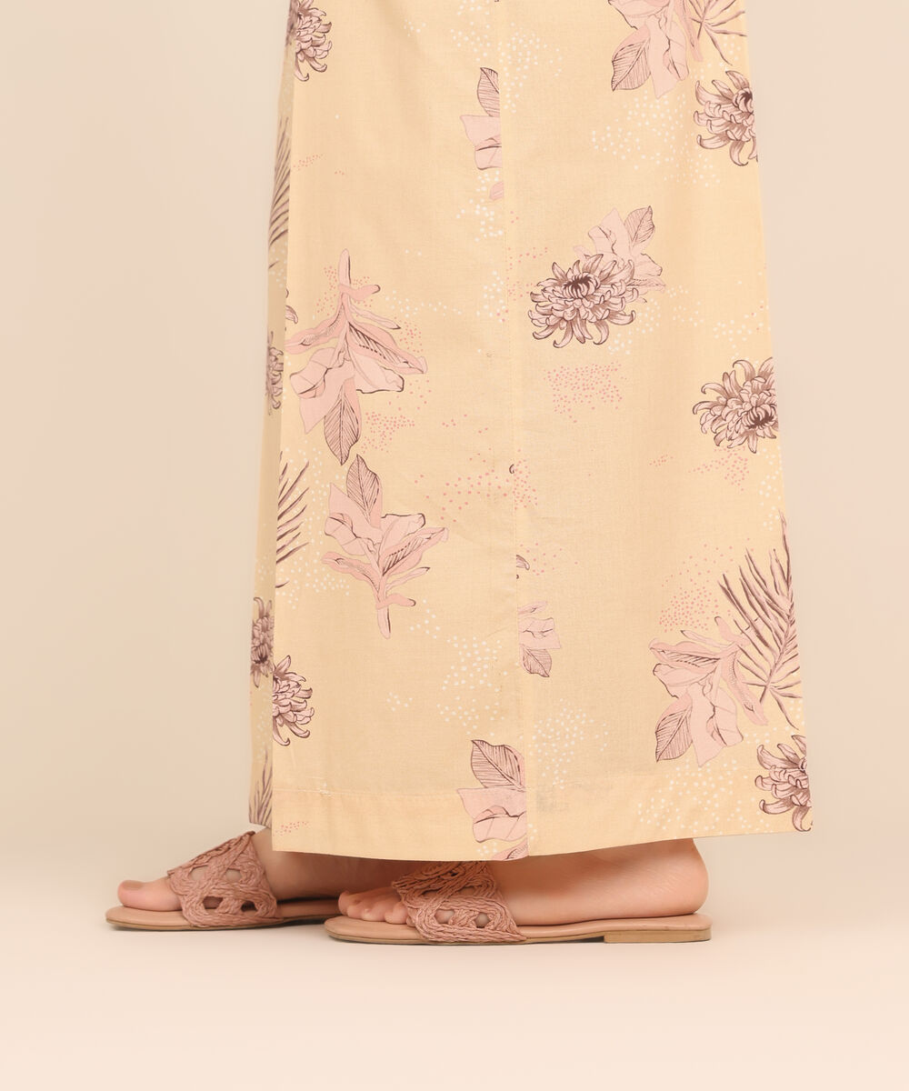 Women's RTW Cambric Peach Printed Flared Pants