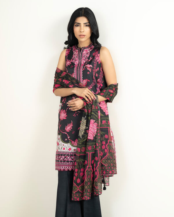 3 Piece - Embroidered Silk Suit