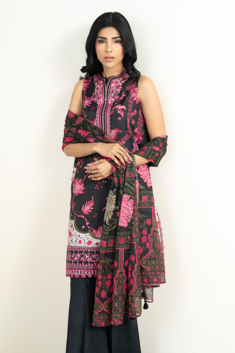 3 Piece - Embroidered Silk Suit