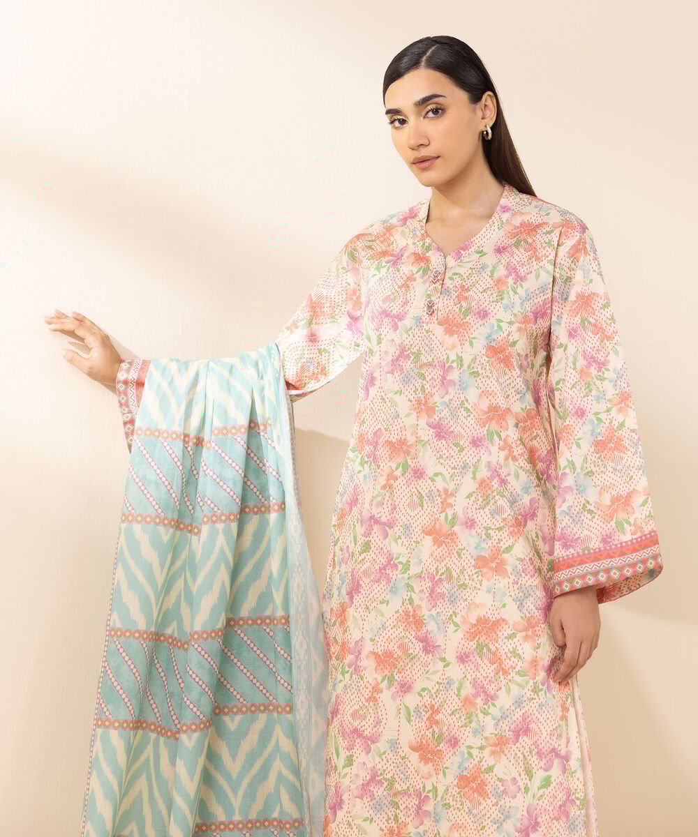 Women's Unstitched Lawn Printed Multi 2 Piece Suit