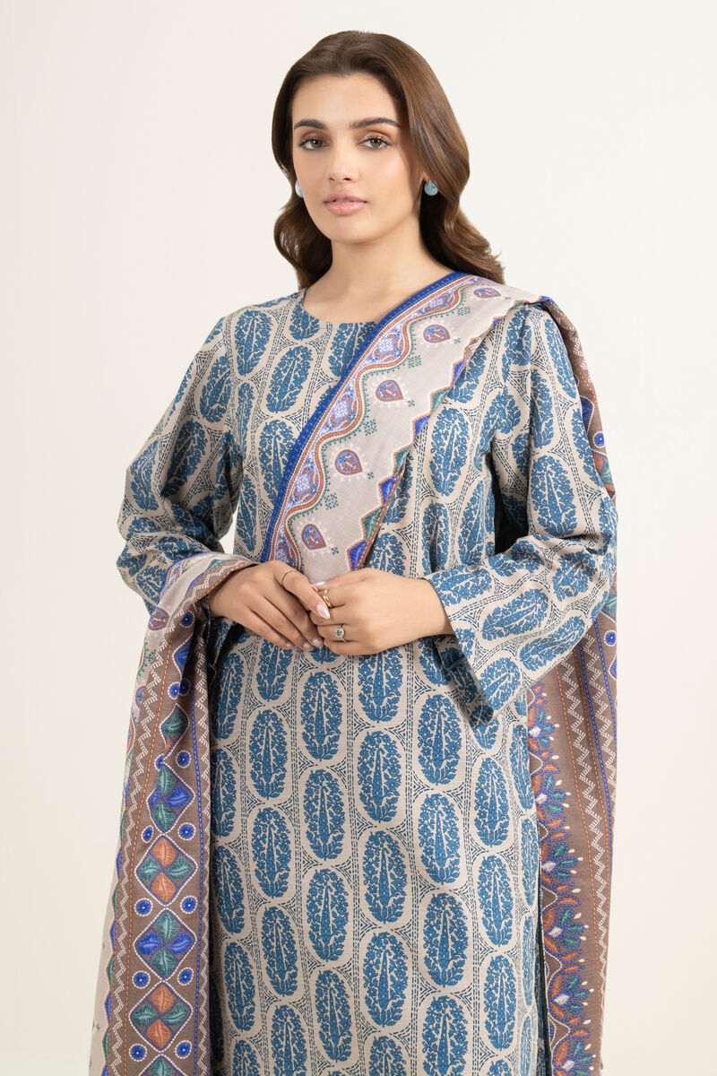 3 Piece - Printed Khaddar Suit