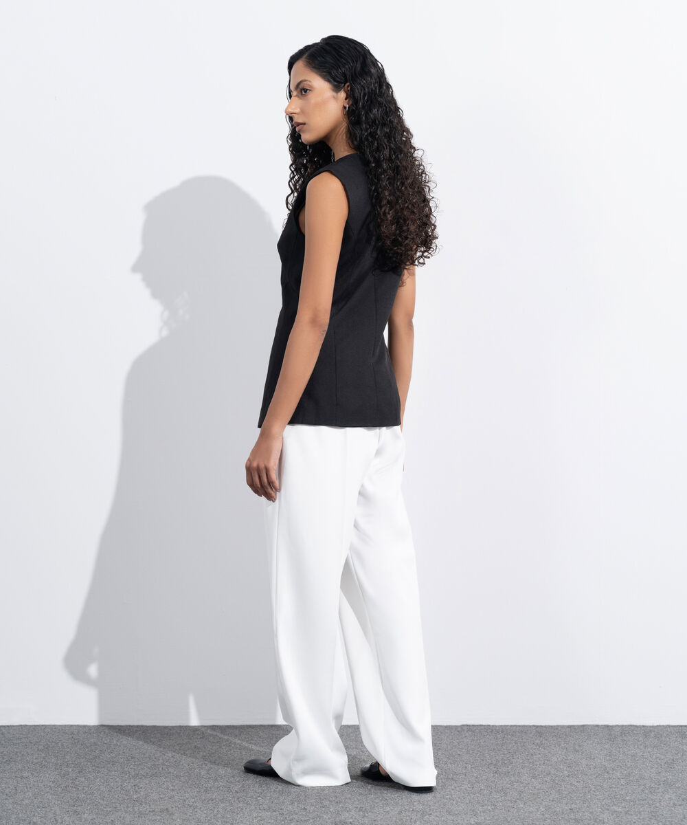 Women's Western Wear Black Tailored Long Waistcoat