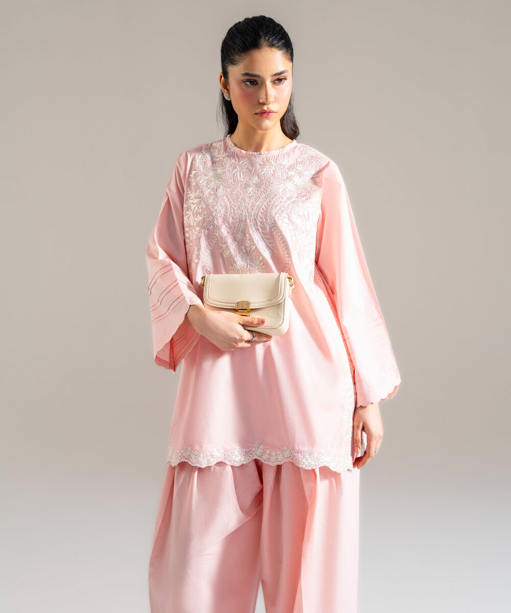 Women's RTW Lawn Embroidered Pink 2 Piece Suit