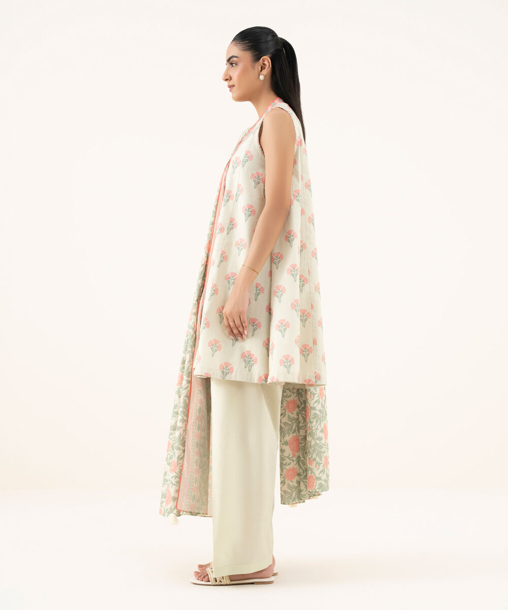 Women's Unstitched Cotton Printed Multi Two Piece Suit