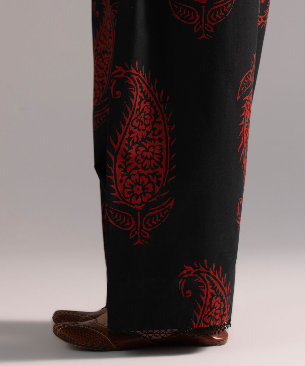 Women's RTW Cambric Printed Black Farshi Shalwar