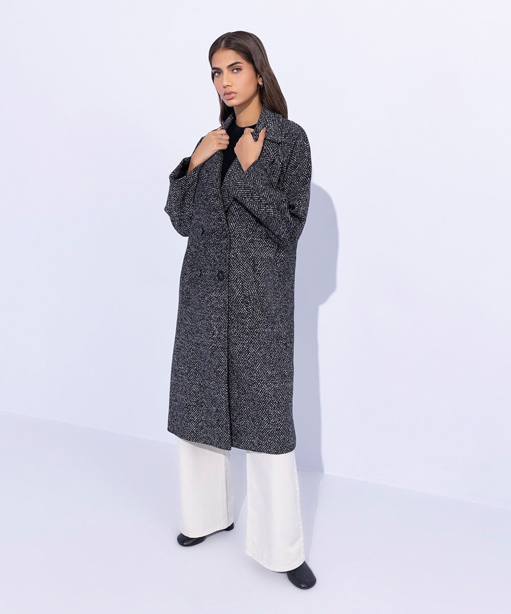 Woman - Black Oversized Raglan Coat