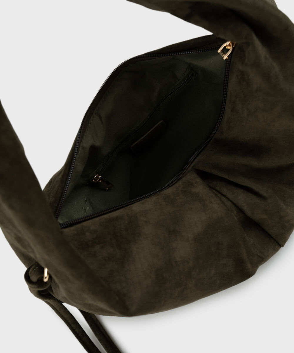 Women's Olive Green Shoulder Bag With Zip Clouser