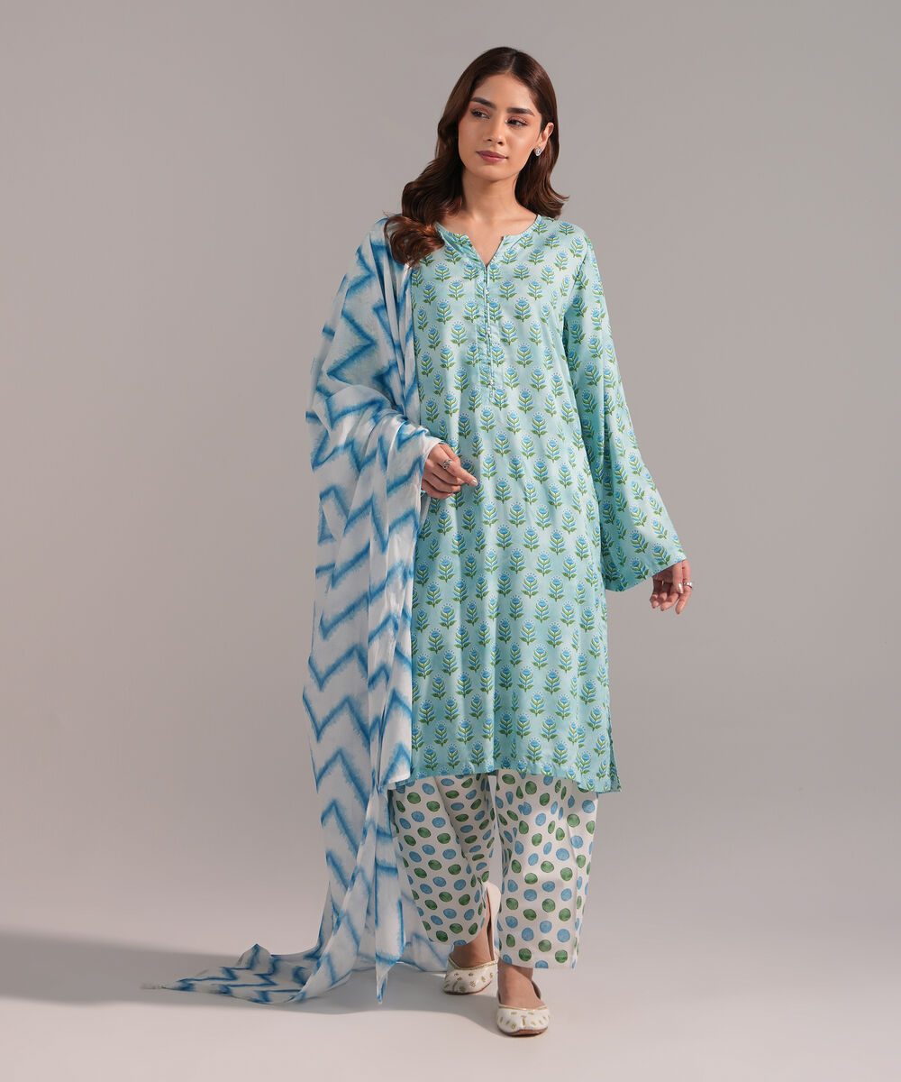 Lawn Printed White Dupatta