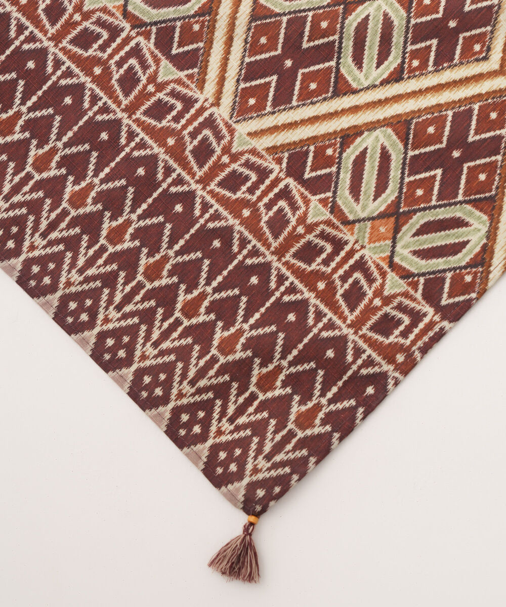 Light Khaddar Printed Brown Dupatta