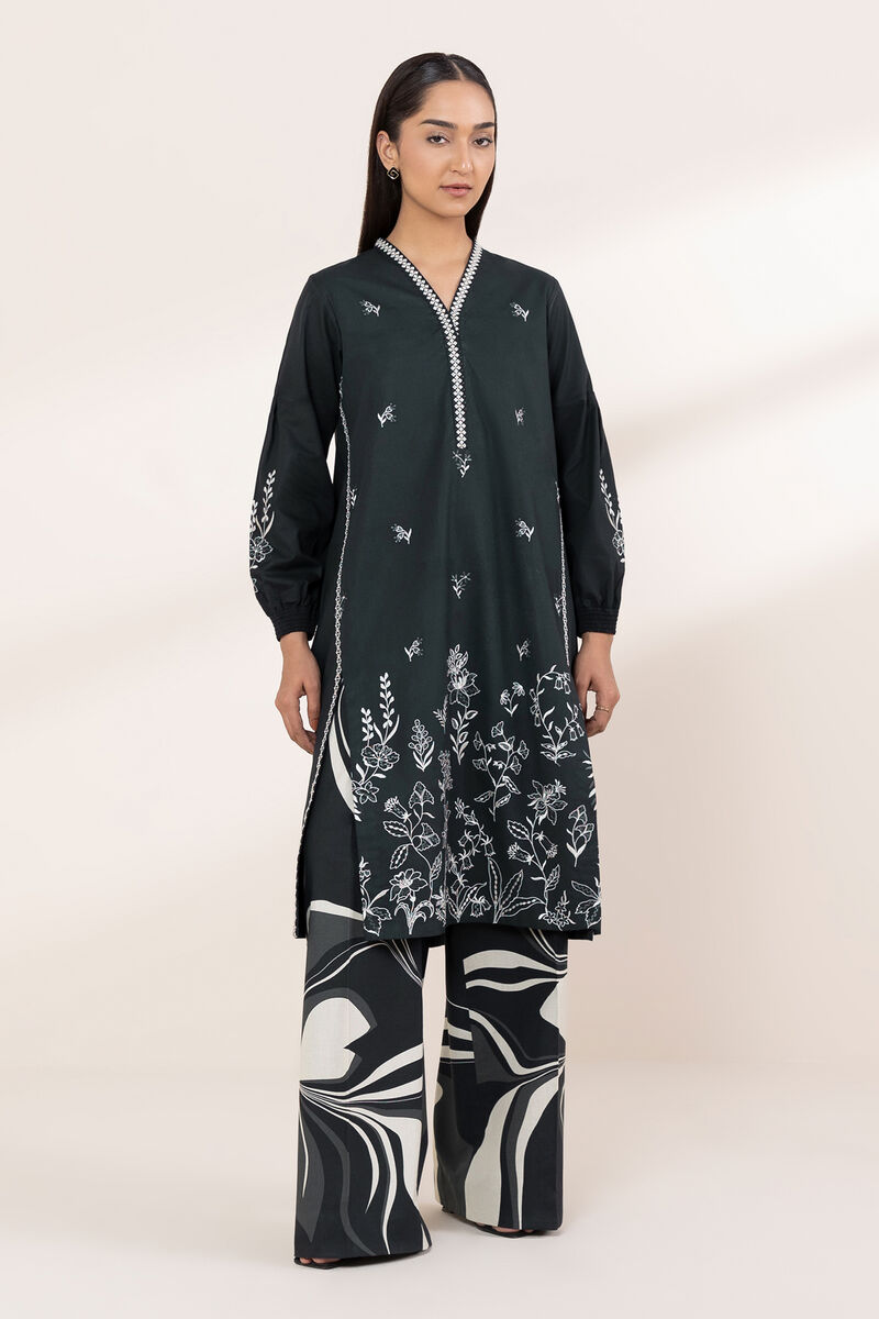 2 Piece - Embroidered Cotton Suit