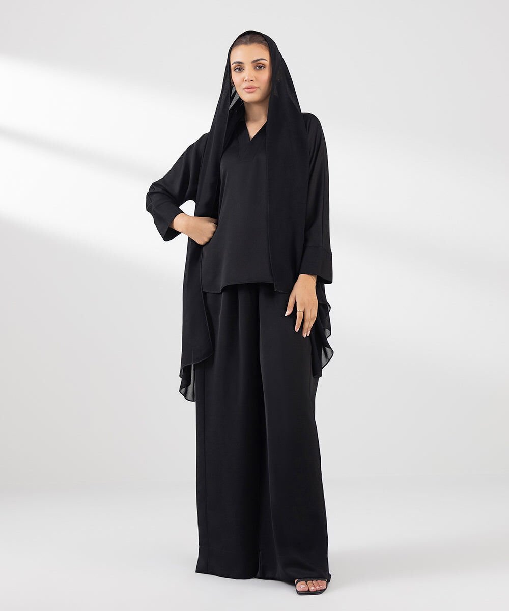 Flowy Shirt With Collar And Full Sleeves Woman - Black Flowy Shirt With Collar And Full Sleeves