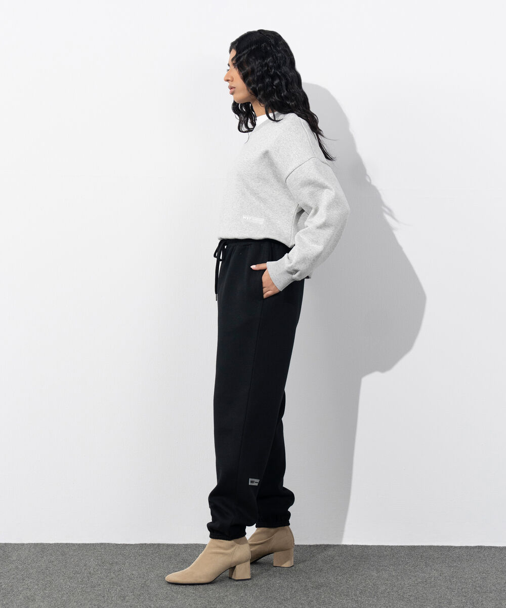 Women's Western Wear Black Fleece Jogging Trousers