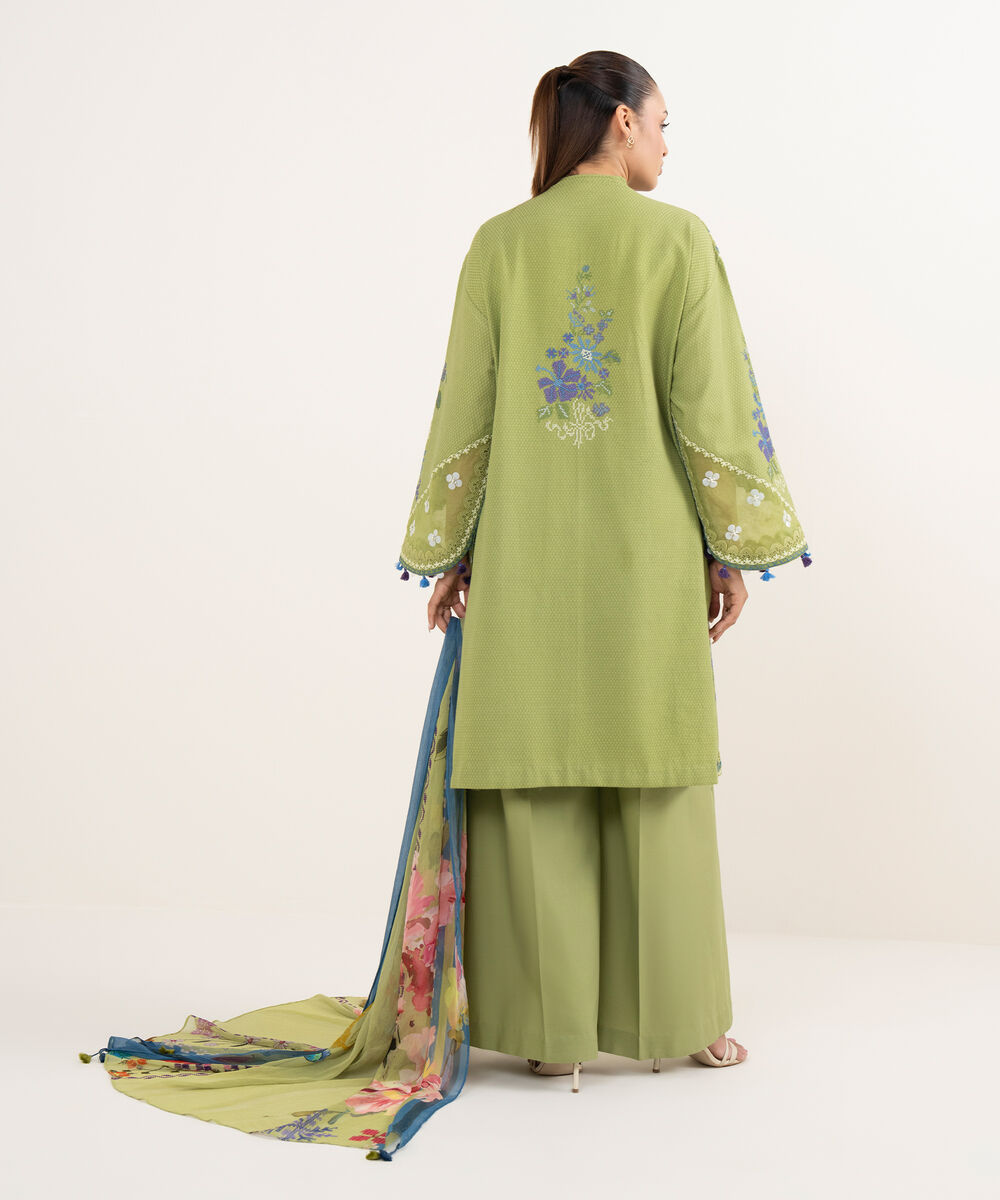 Women's Unstitched Dobby Dyed Three Piece Suit