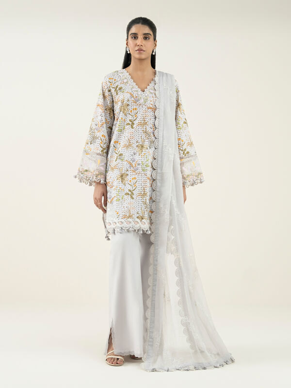 3 Piece - Embroidered Cotton Suit