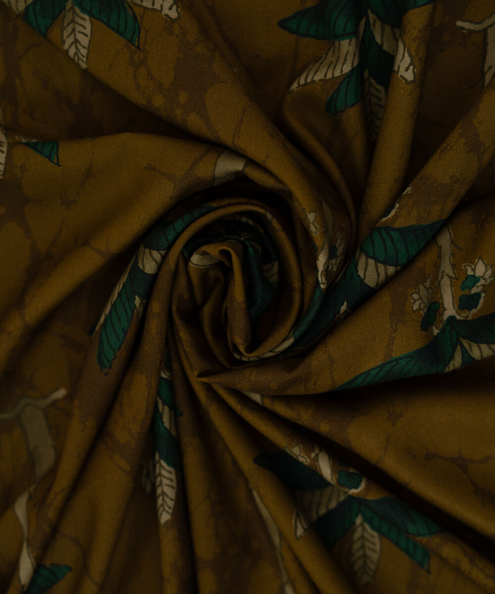 Printed Linen Olive Green Dupatta