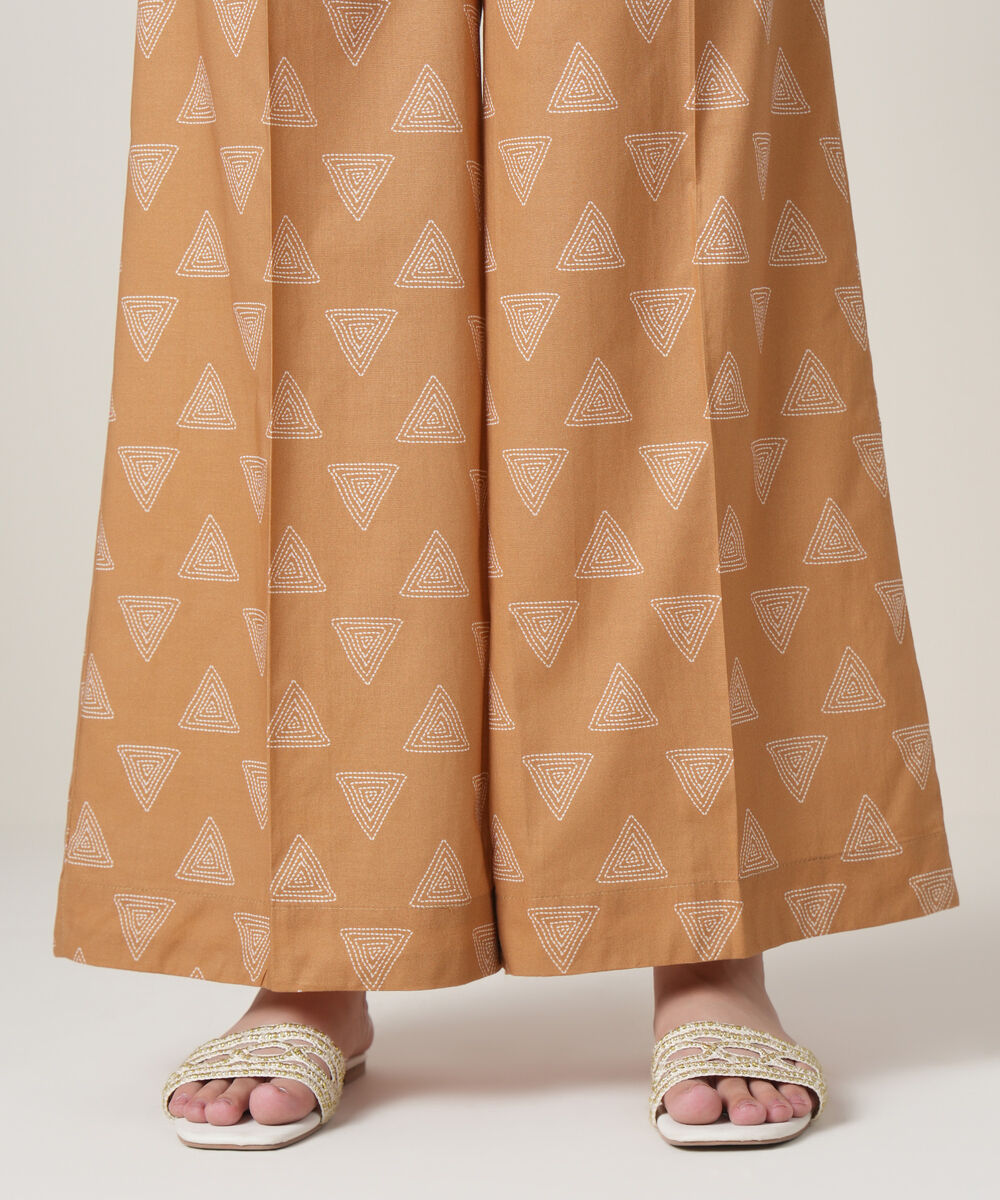 Women's RTW Cambric Peach Printed Trousers