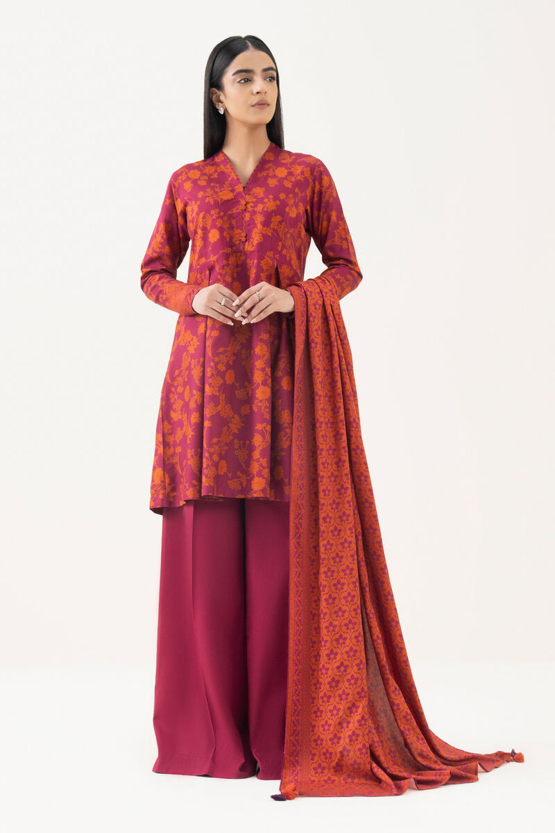 3 Piece - Printed Khaddar Suit