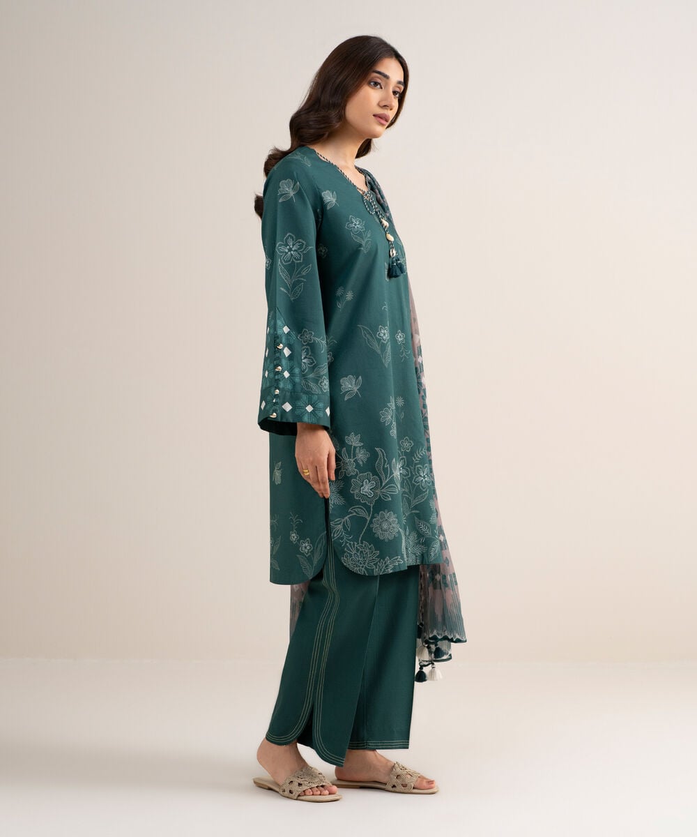 3 Piece - Printed Lawn Suit — Sapphire view 3