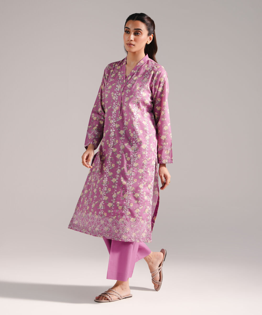 Women's RTW Lawn Embroidered Pink 2 Piece Suit