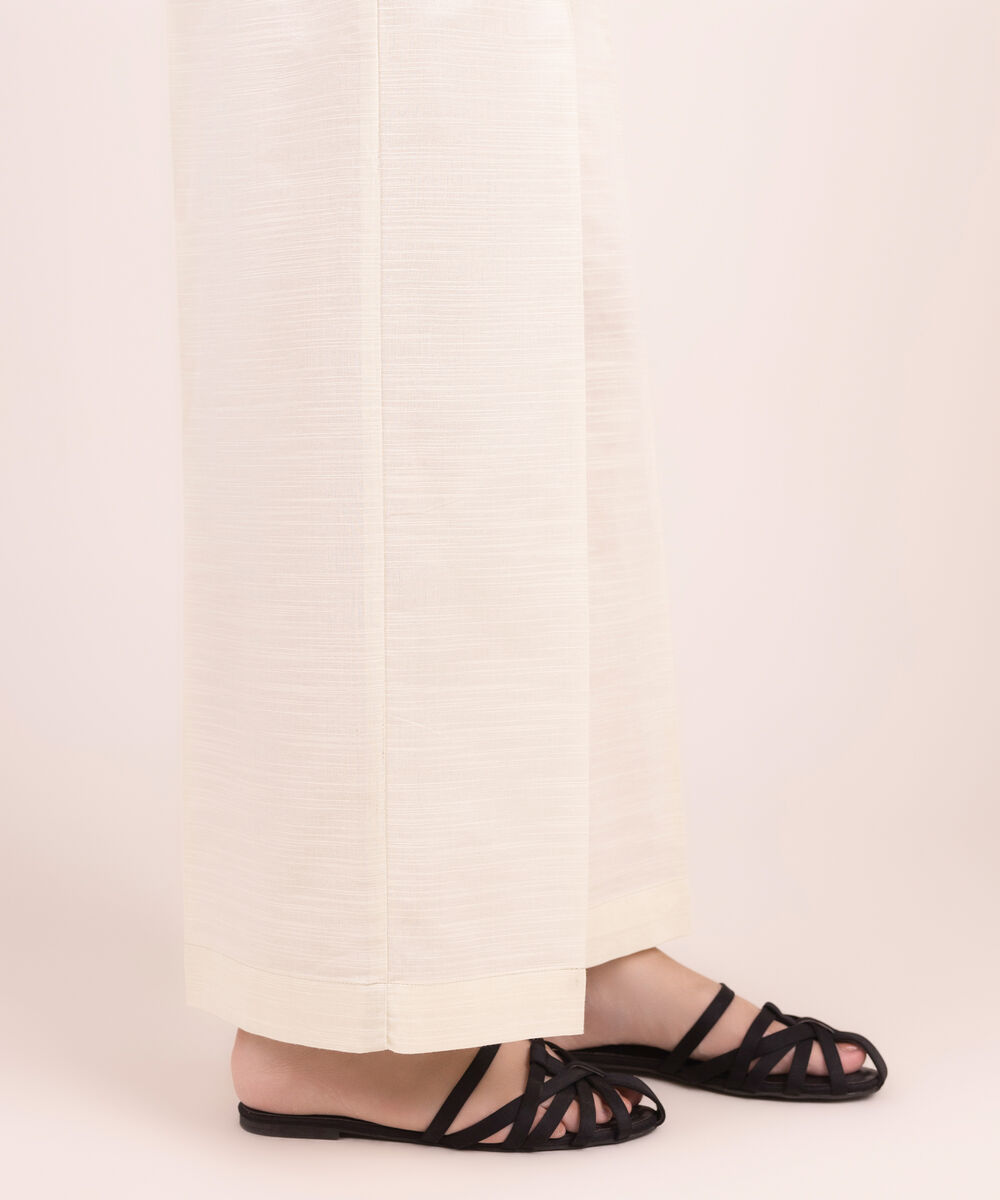 Women's RTW Khaddar Solid Off White Culottes