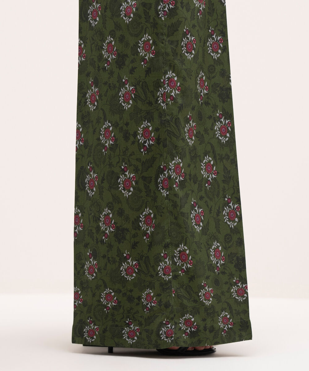 Women's RTW Cotton Viscose Green Printed Flared Pants