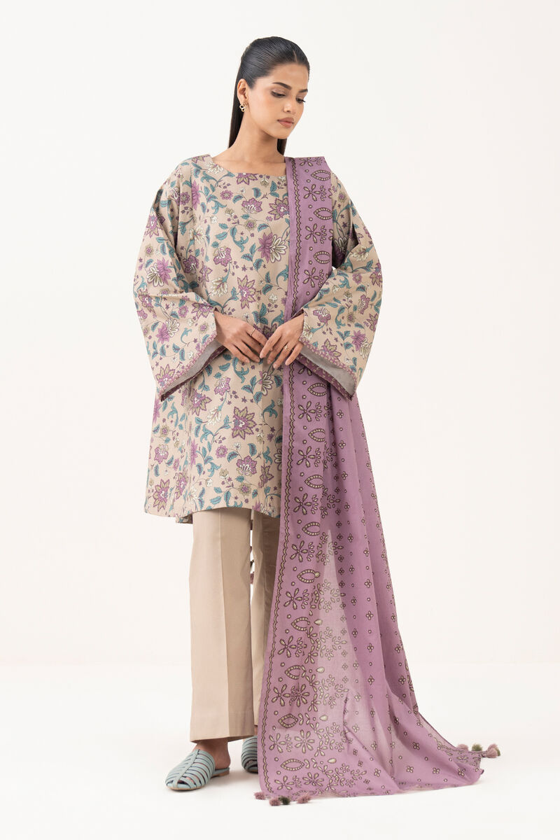 3 Piece - Printed Cotton  Suit