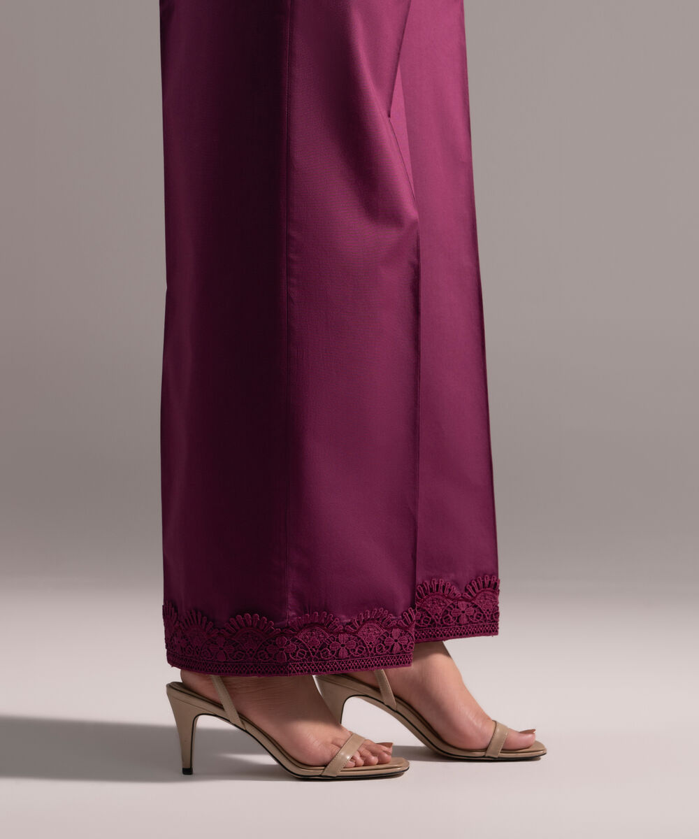 Women's RTW Cambric Solid Purple Culottes