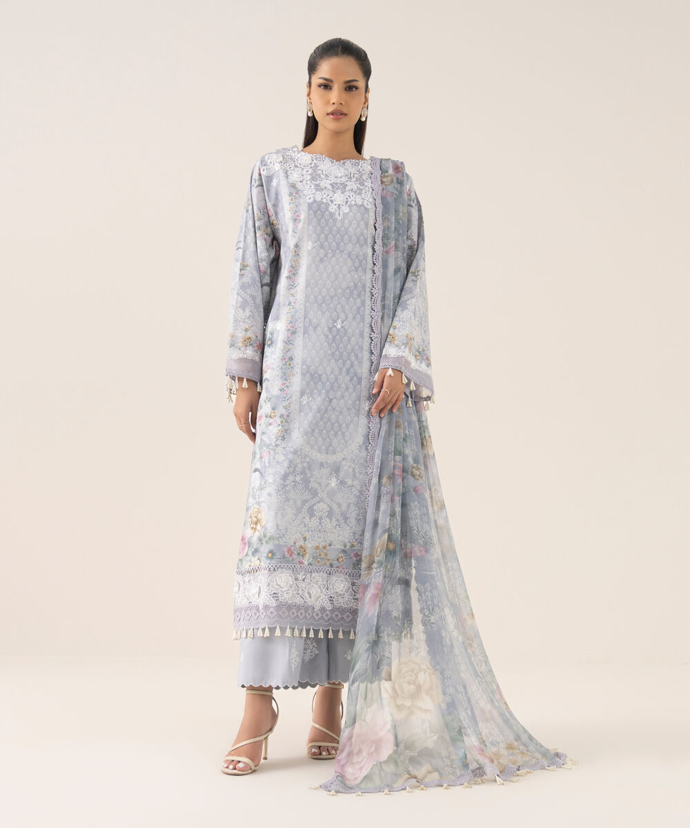 Women's Unstitched Pima Lawn Printed Three Piece Suit