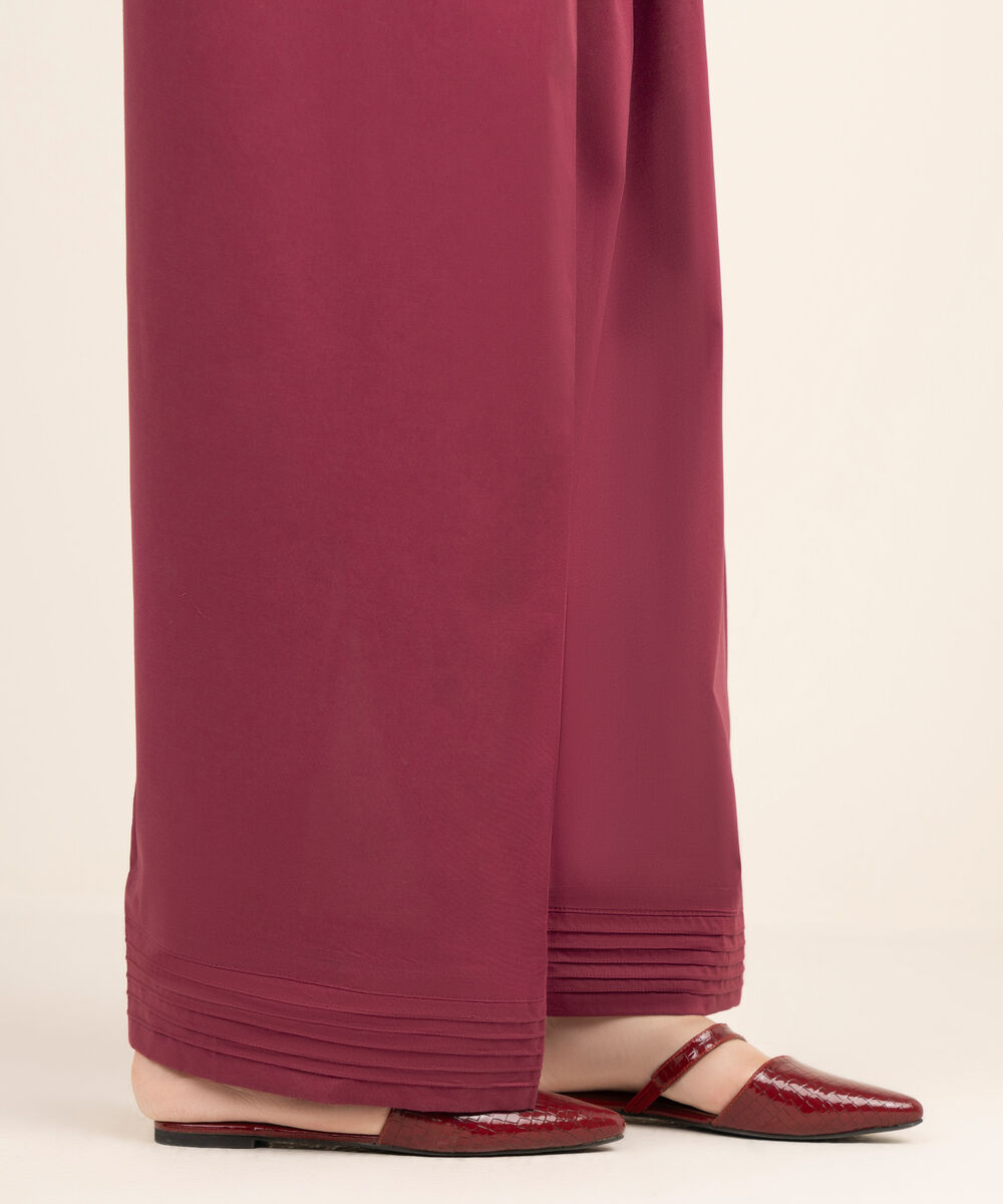 Women's RTW Cambric Solid Red Farshi Shalwar