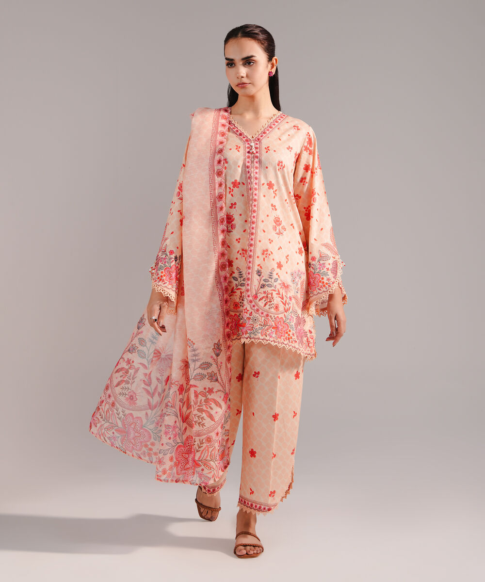 Manaar Printed Peach Dupatta