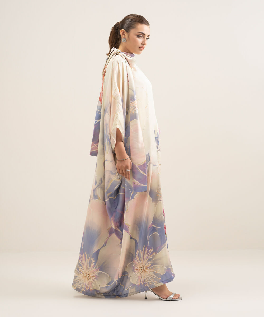 Women's RTW Blended Satin Printed Multi Kaftan