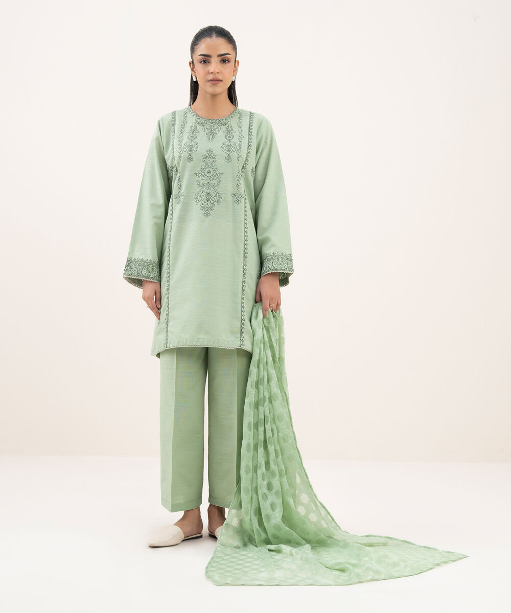 Solid Brochea Jacquard Grey Dupatta