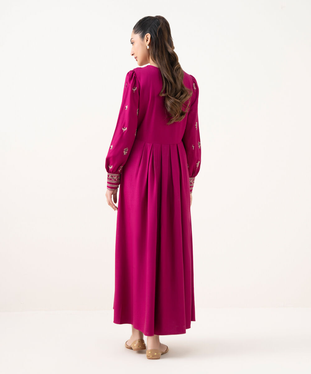 Women's RTW Viscose Marina Pink Dyed Dress
