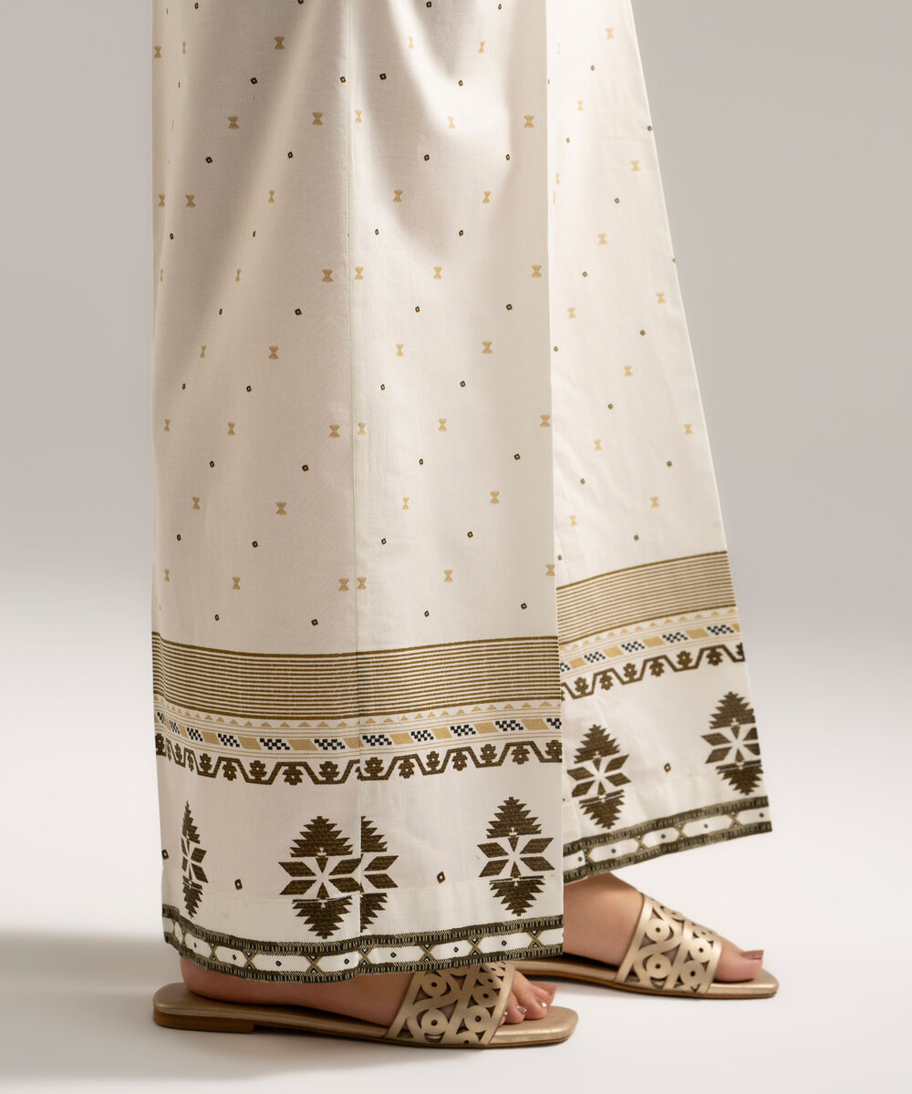 Women's RTW Cambric Printed White Culottes