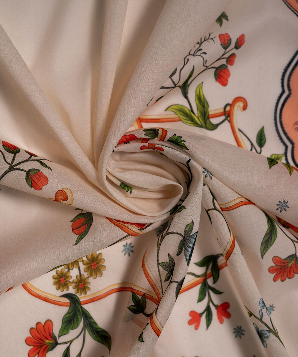 Lawn Printed White Dupatta