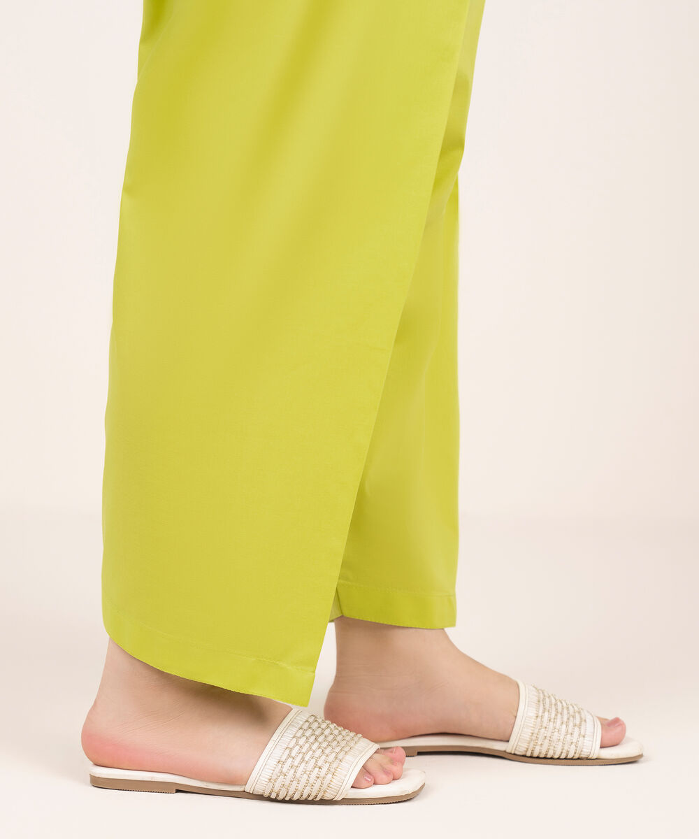 Women's RTW Cambric Green Solid Shalwar