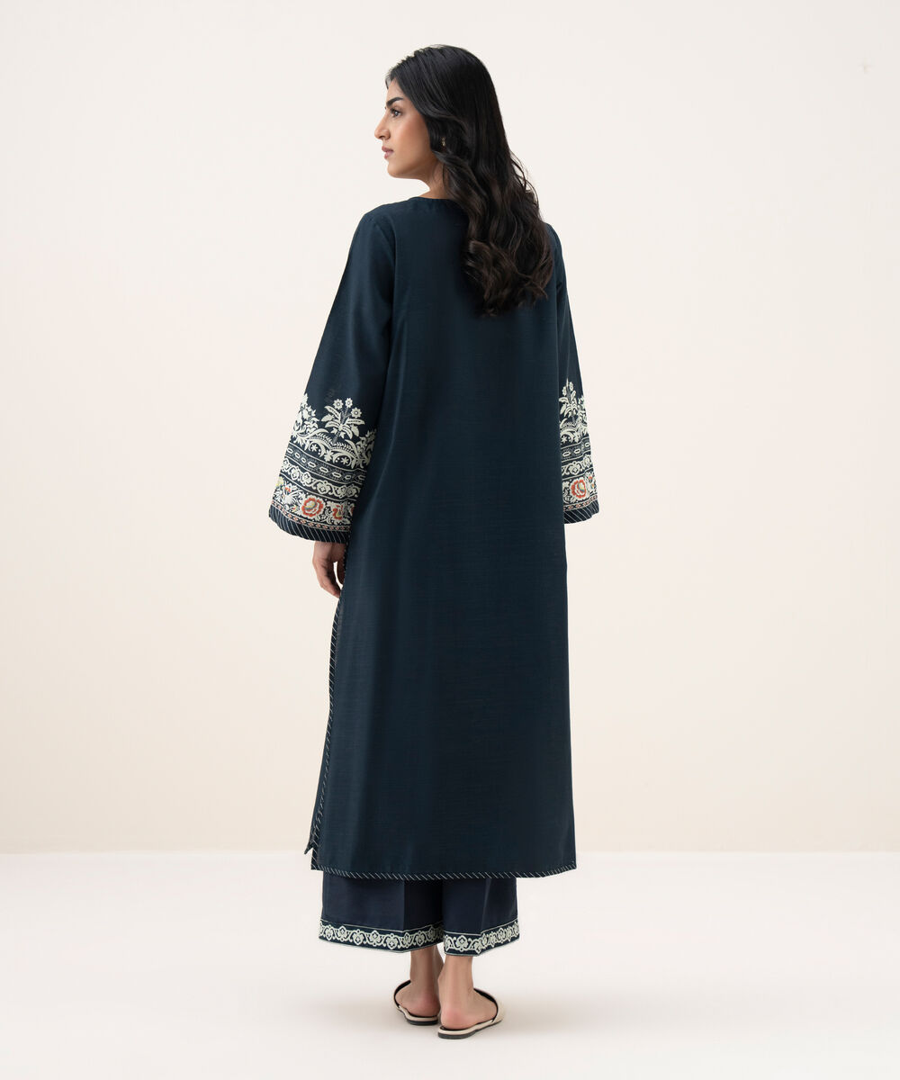 Women's RTW Cotton Printed Blue A-Line Shirt