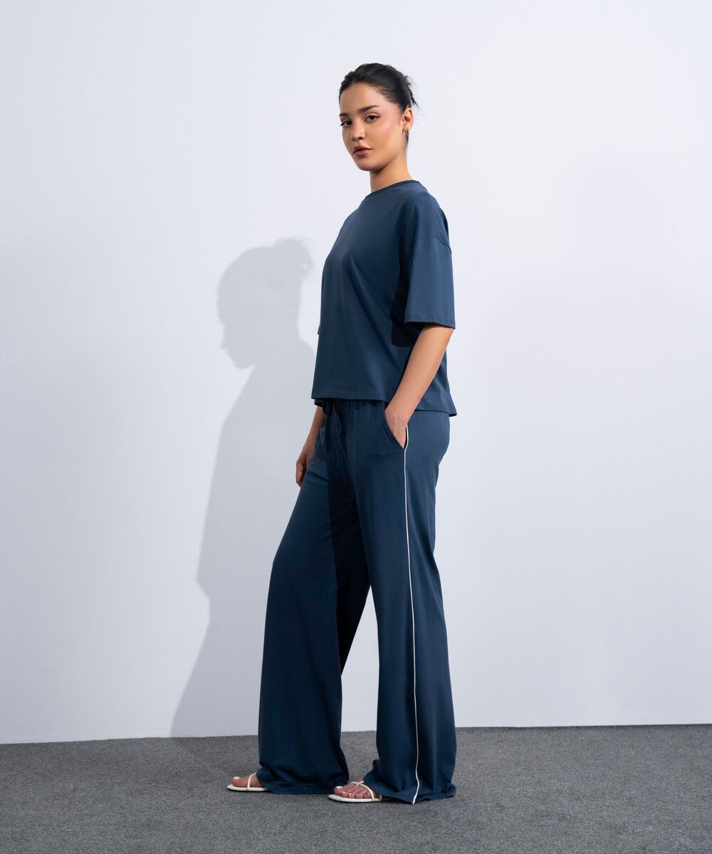 Women's Western Navy Pull-On Supima Trousers