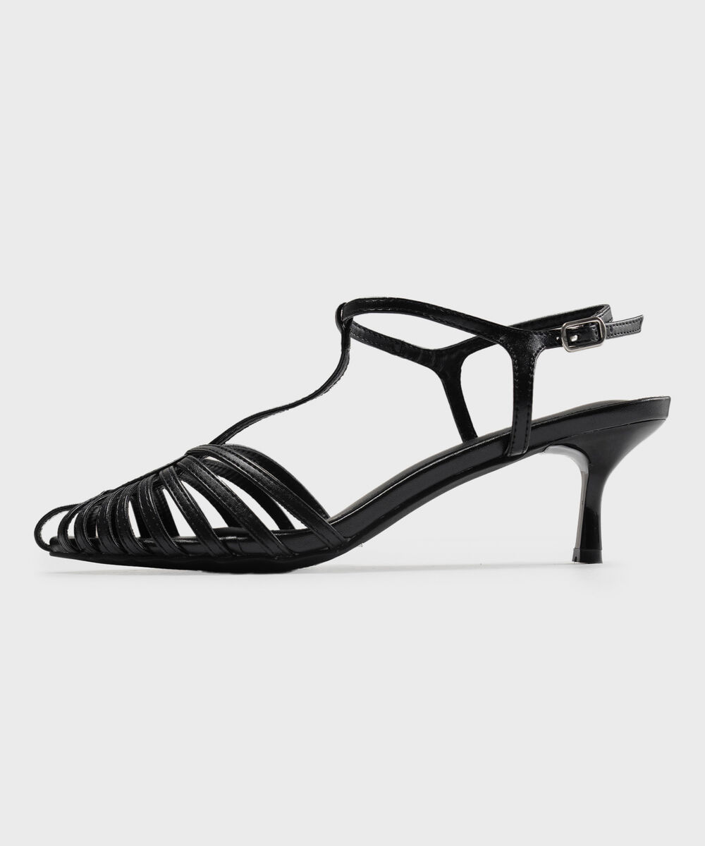 Women's Black Kitten Heel Sandal