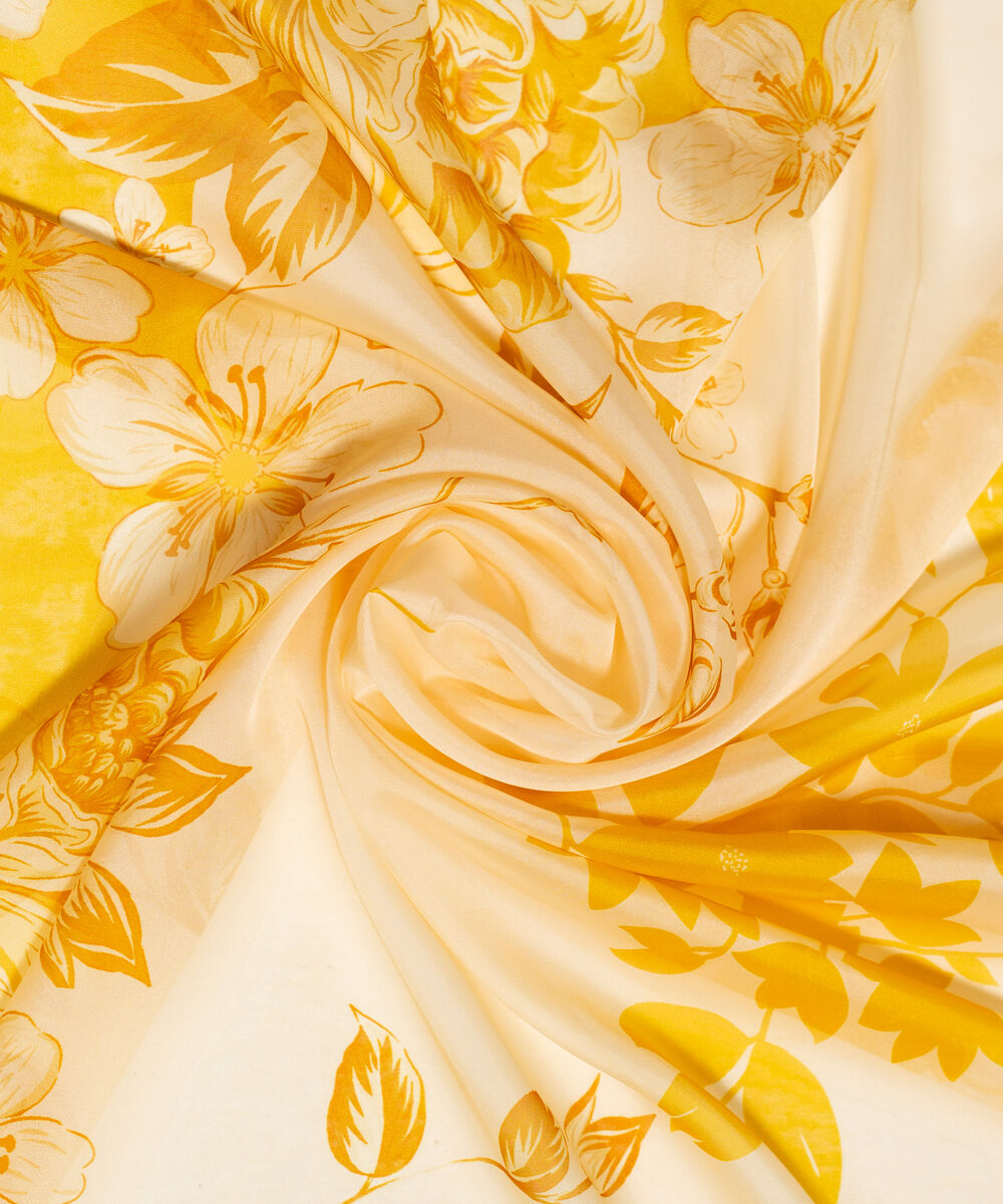 Amber Silk Printed Pale Yellow Dupatta