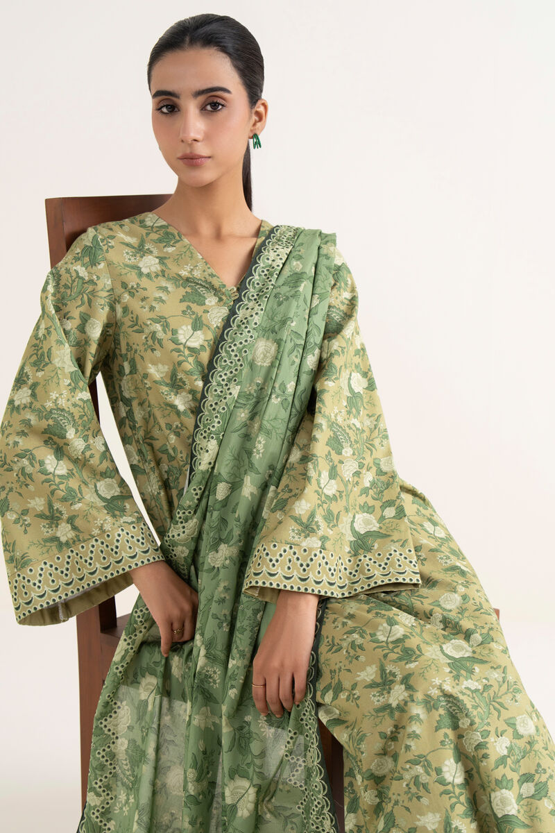 3 Piece - Printed Cotton  Suit