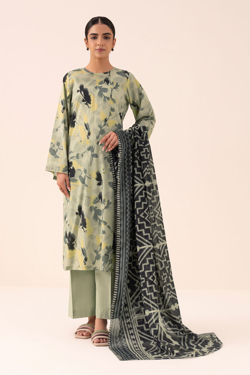 3 Piece - Printed Cotton Suit