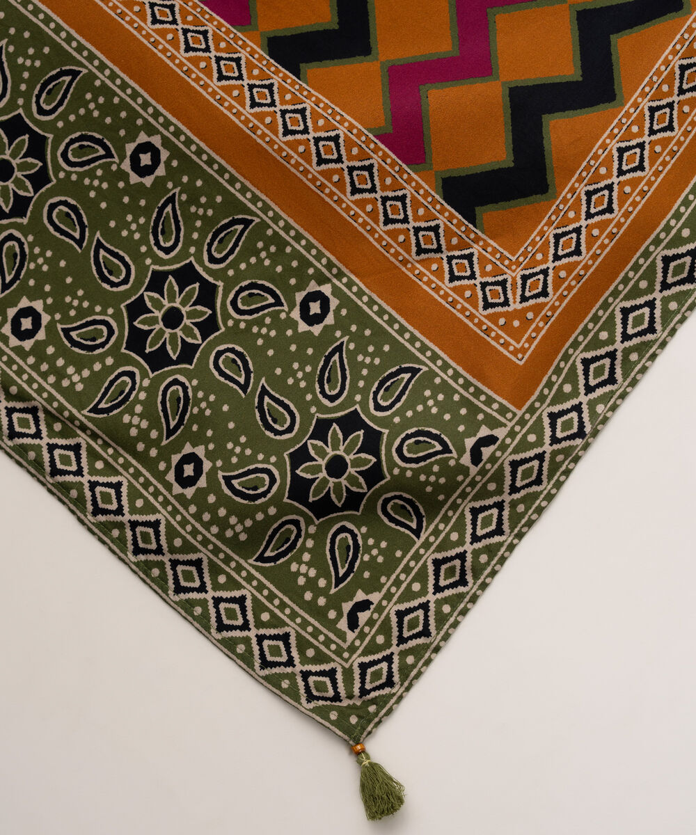 Printed Linen Rust Dupatta