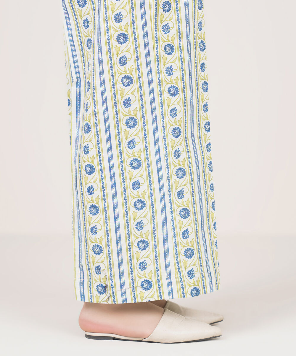 Women's RTW Light Khaddar Printed Mint Green Culottes