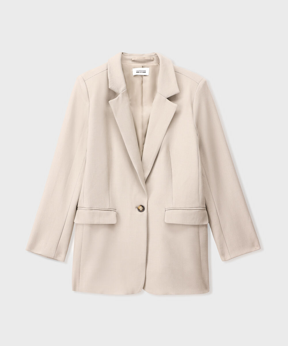 Women's Western Wear Beige Loose-Fit Tailored Blazer