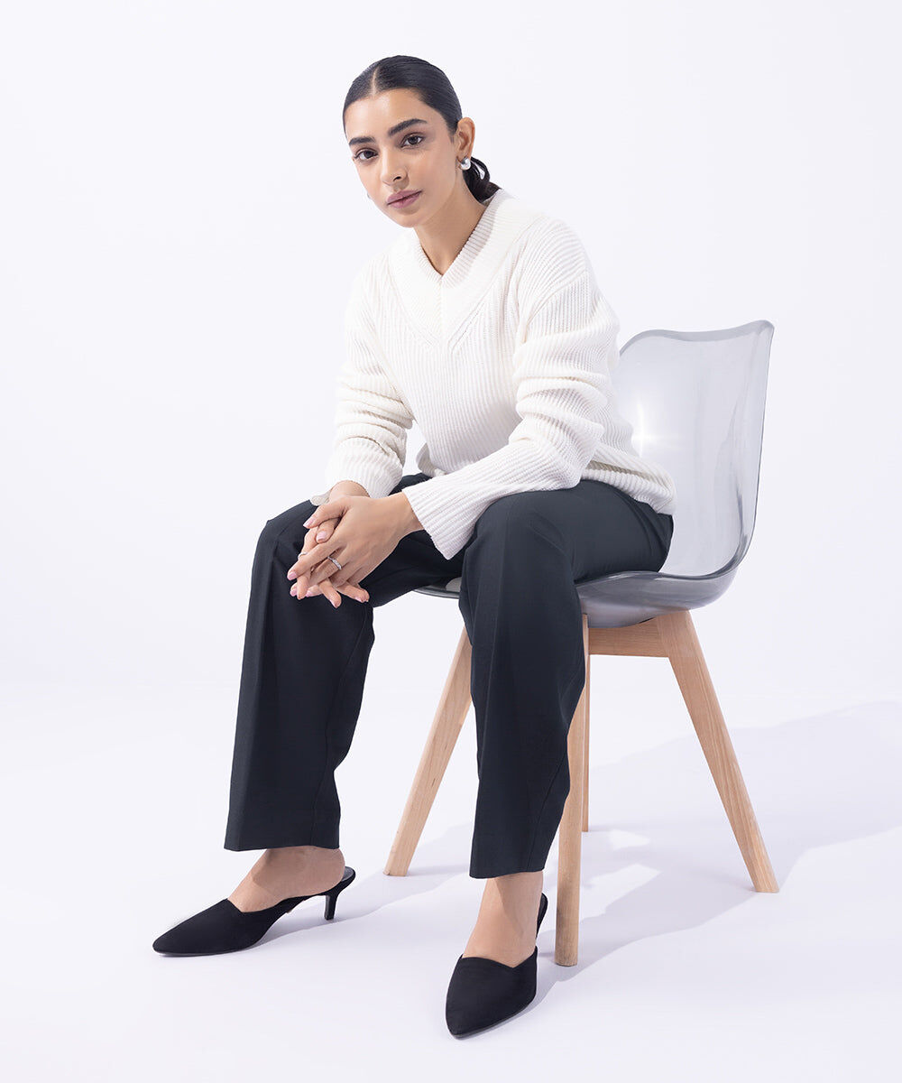 Woman - Blue Tailored Slouchy Trousers