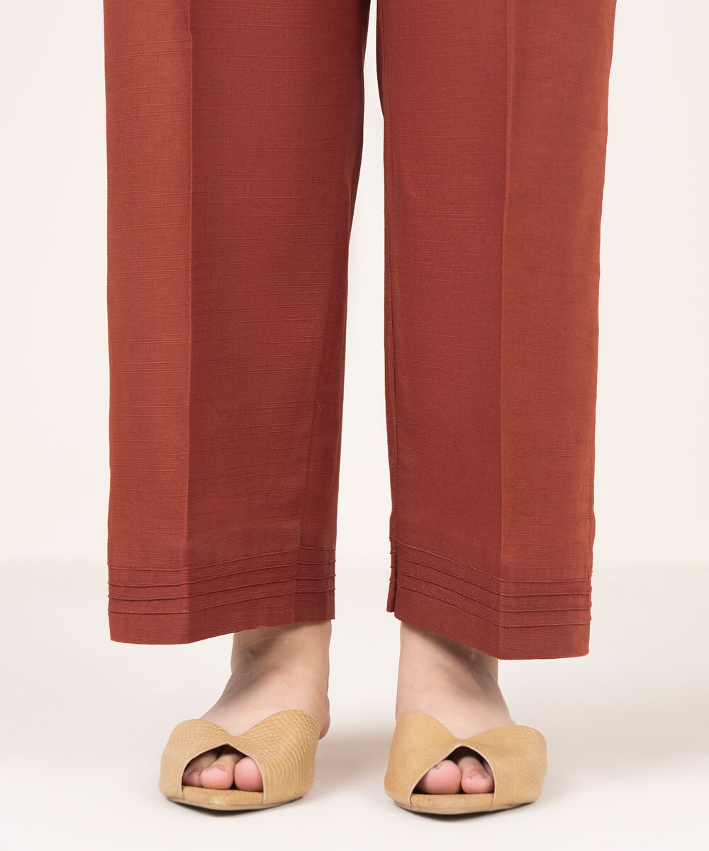 Women's RTW Khaddar Solid Rust Culottes