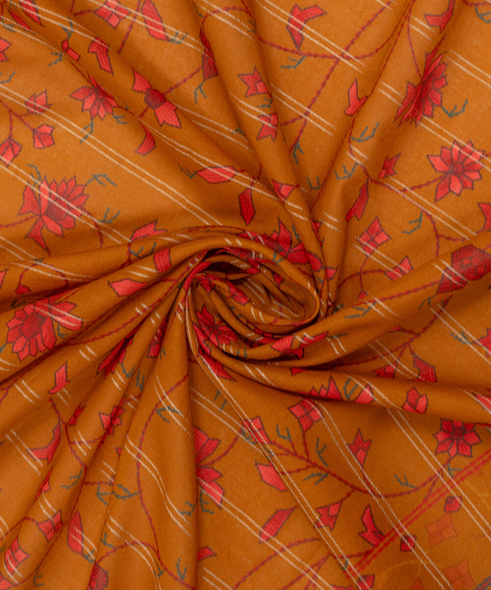 Zari Lawn Printed Rust Dupatta