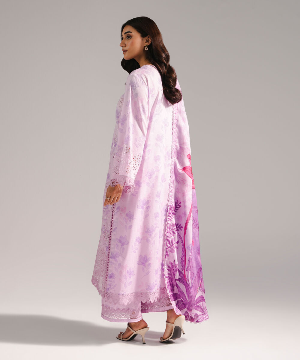 Women's RTW Dobby Embroidered Lavender 3 Piece Suit